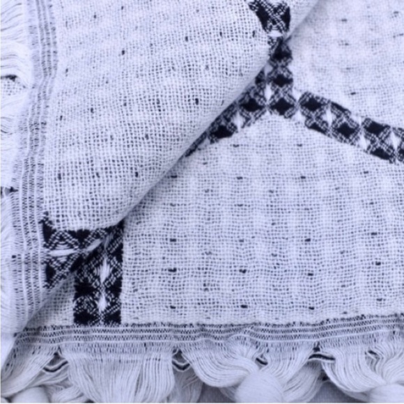 Modern Black White Geo Waffle Handmade Loom Weave 2 Side Towel 20 x 40 NEW - Picture 7 of 11